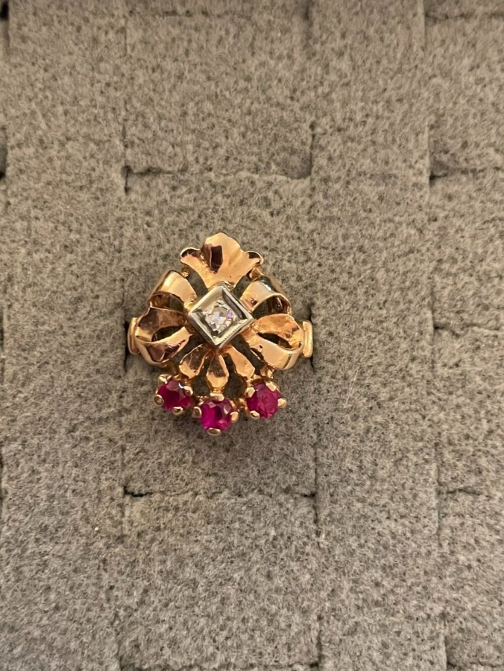 Vintage 14k Gold Ring Rose Gold 1920s - 1940s Art Deco Sz 5.5 RARE 4 grams